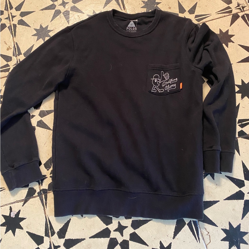 Poler Black Graphic Crewneck Sweater